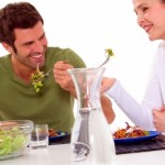 husband and wife eating salad